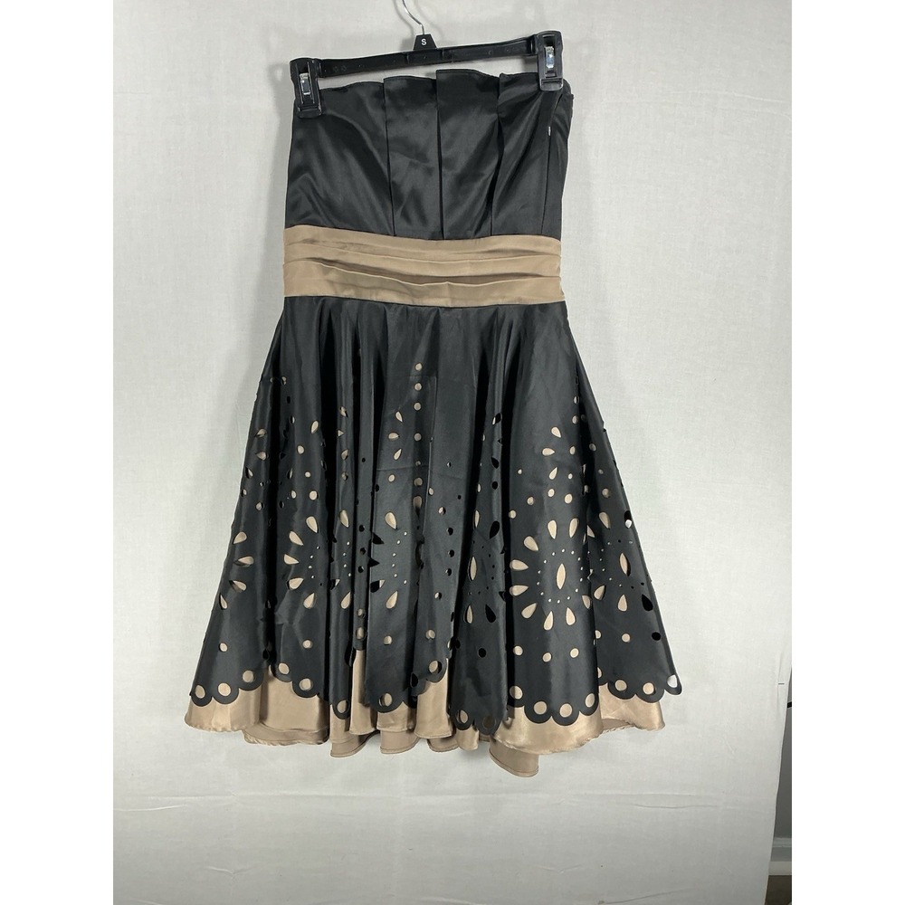 Ruby Rox Strapless‎ Cocktail Dress Charcoal Champagne Fit & Flare Size M